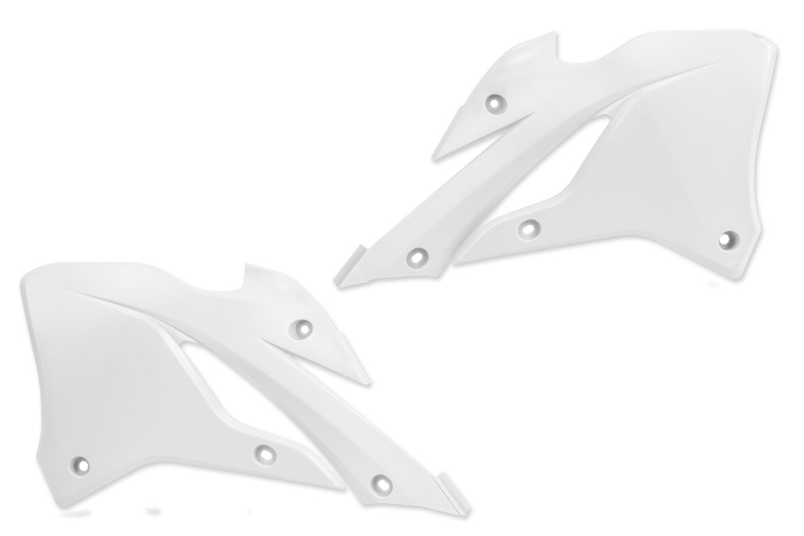 UFO White Radiator Shroud Set for Kawasaki: KX112 (2022-2026), KX85 (2022-2026)