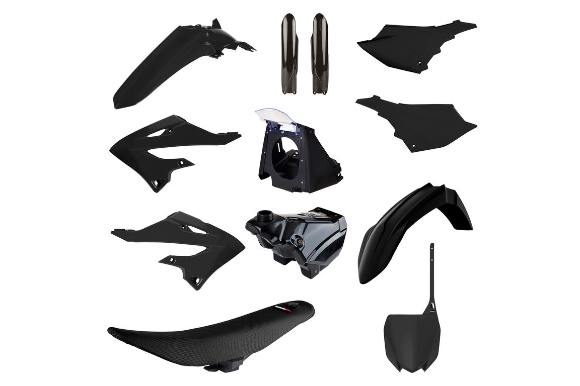 Polisport Black Full Restyled Plastic Kit for Yamaha: YZ125 (2002-2021), YZ125X (2020-2022), YZ250 (2002-2021), YZ250X (2016-2022)