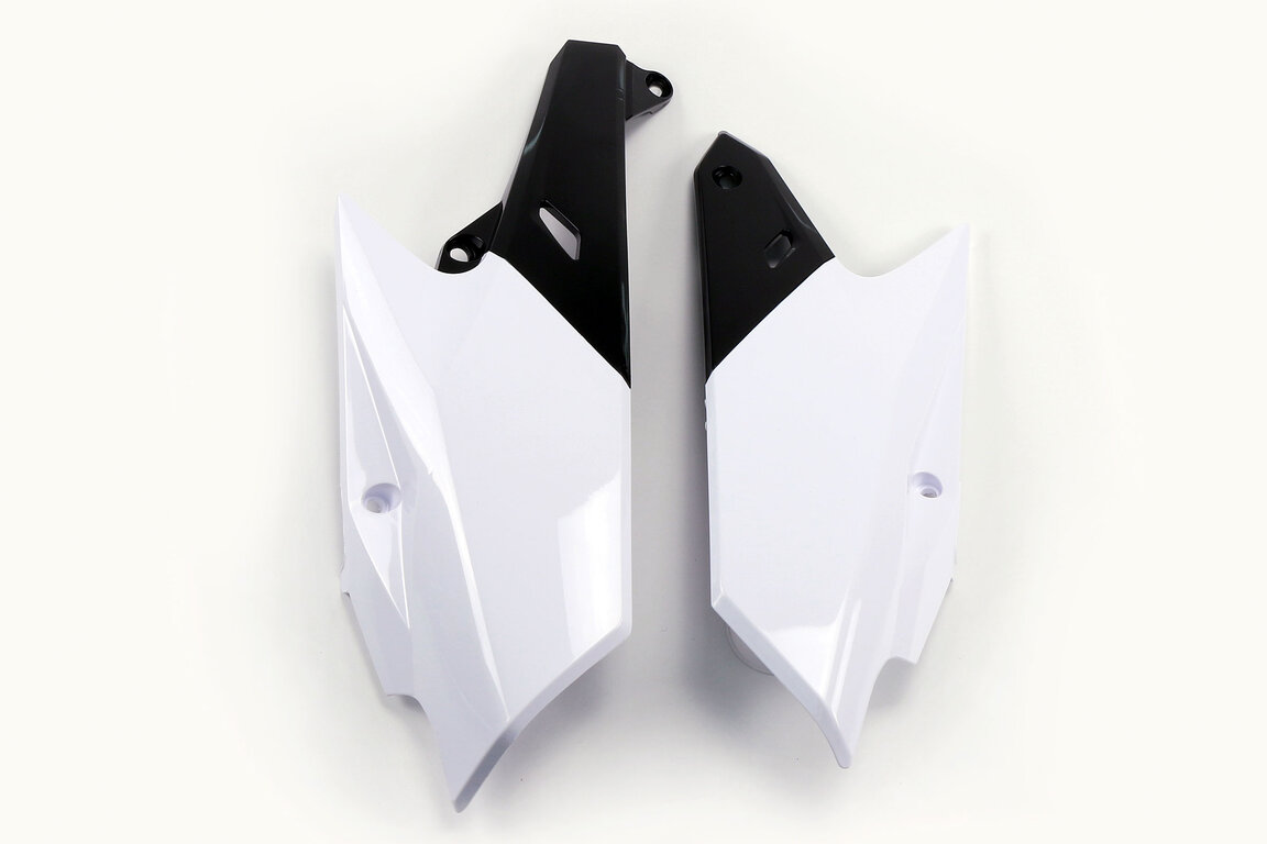 UFO White / Black Side Number Plates for Yamaha: YZ250F (2014-2018), YZ250FX (2015-2019), YZ450F (2014-2017), YZ450FX (2016-2018)