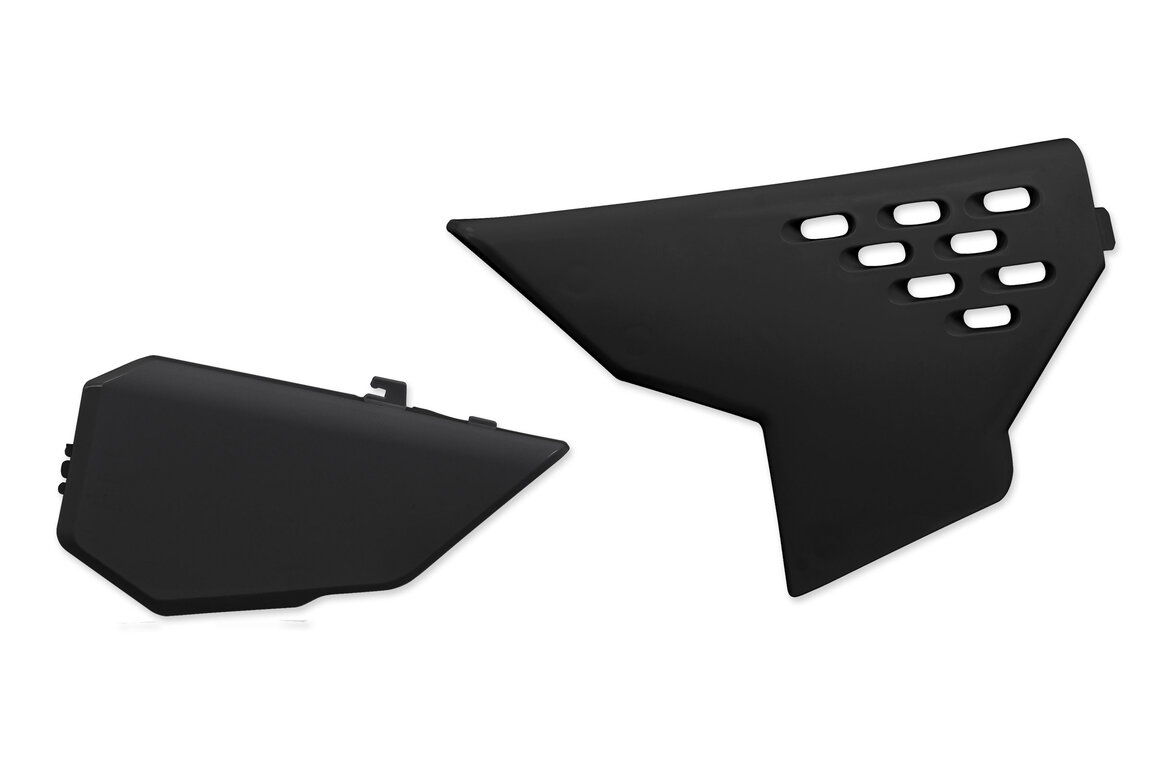 UFO Black Vented Airbox Covers for Husqvarna: FC250 (2023-2024), FC250 Rockstar Edition (2022-2023), FC350 (2023-2024), FC350 Heritage (2023), FC450 (2023-2024), FC450 Rockstar Edition (2022-2023), FE350s (2024-2025), FE350w (2024), FE450 (2024-2025), FE501s (2024-2025), FE...and more