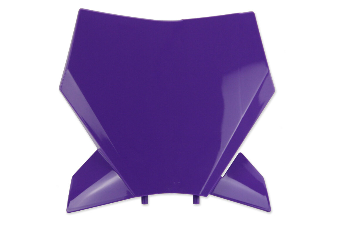 UFO Purple Front Number Plate for KTM: SMR450 (2023-2025), SX125 (2023-2026), SX150 (2025-2026), SX250 (2023-2026), SX300 (2023-2026), SXF250 (2023-2026), SXF250FE (2022-2025), SXF350 (2023-2026), SXF450 (2023-2026), SXF450FE (2022-2025), XC125 (2023-2025), XC250 (2023-202...and more
