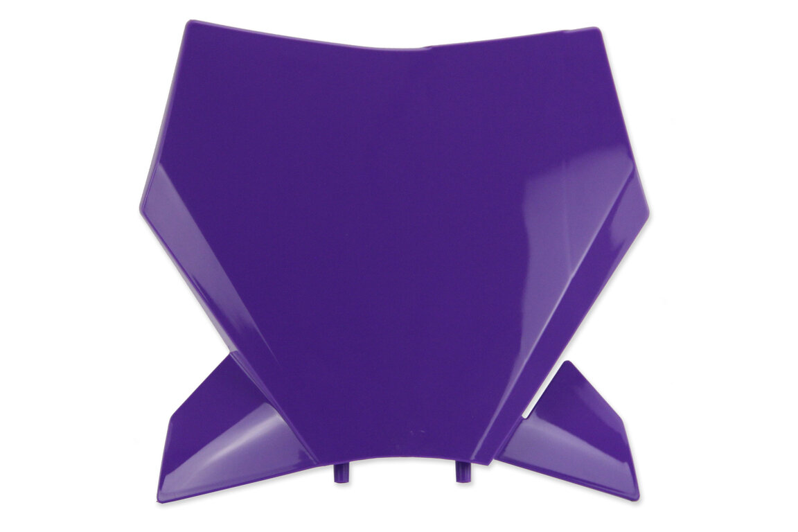 UFO Purple Front Number Plate for KTM: SMR450 (2023-2025), SX125 (2023-2026), SX150 (2025-2026), SX250 (2023-2026), SX300 (2023-2026), SXF250 (2023-2026), SXF250FE (2022-2026), SXF350 (2023-2026), SXF450 (2023-2026), SXF450FE (2022-2026), XC125 (2023-2025), XC250 (2023-202...and more