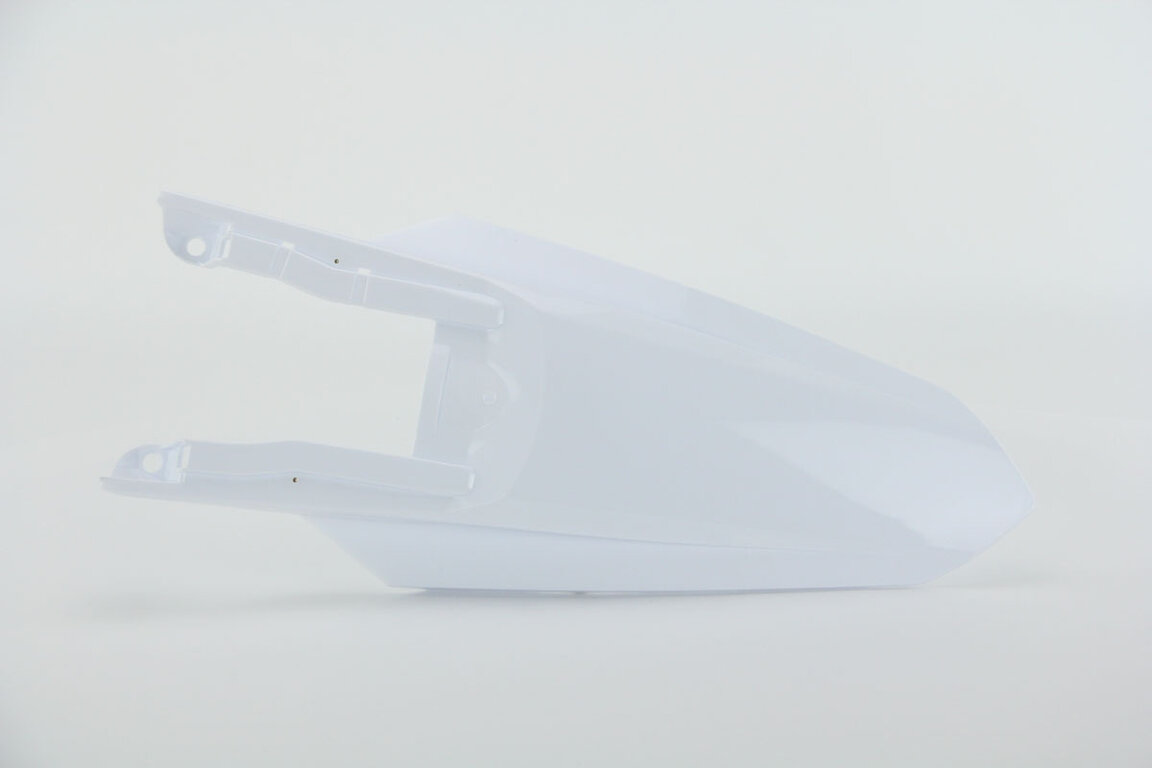 UFO Ceramic White Rear Fender replacement plastics for 22-26 KTM SMR, SX, SXF, XC, XCF dirt bikes 360 view