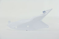 Right Side UFO Ceramic White Side Number Plates with Airbox Cover replacement plastics for 22-27 KTM EXCF, SMR, SX, SXF, XC, XCF, XCW, XW dirt bikes.