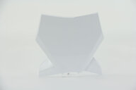 UFO Ceramic White Front Number Plate replacement plastics for 22-26 KTM SMR, SX, SXF, XC, XCF dirt bikes 360 view