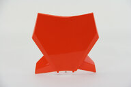 UFO Orange Front Number Plate replacement plastics for 22-27 KTM SMR, SX, SXF, XC, XCF dirt bikes 360 view