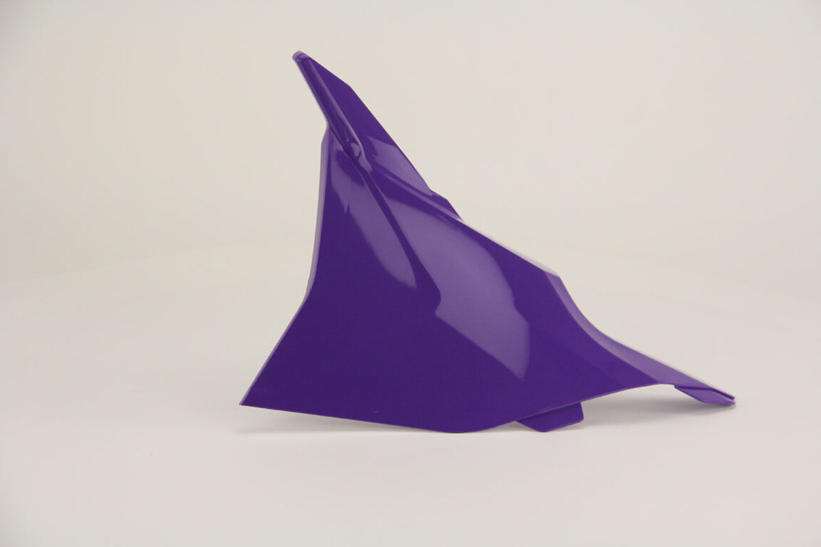 UFO Purple with Vented and Non-Vented airbox covers Side Number Plates with Airbox Cover replacement plastics for 22-26 KTM SXF dirt bikes 360 view