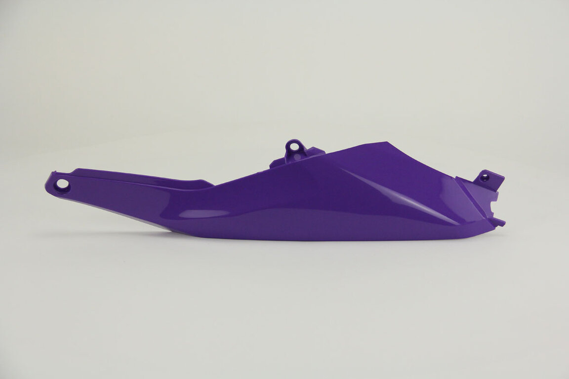 Left Side UFO Purple w/ Vented and Non-Vented airbox covers Side Number Plates with Airbox Cover replacement plastics for 22-26 KTM EXCF, SMR, SX, SXF, XC, XCF, XCW, XW dirt bikes.