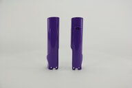 UFO Purple Lower Fork Guards replacement plastics for 22-27 Husqvarna, KTM FC, FC250 Factory Edition, FC450 Factory Edition, FE, FX, TC, TE, TX, EXCF, SX, SXF, XC, XCF, XCW, XW dirt bikes 360 view