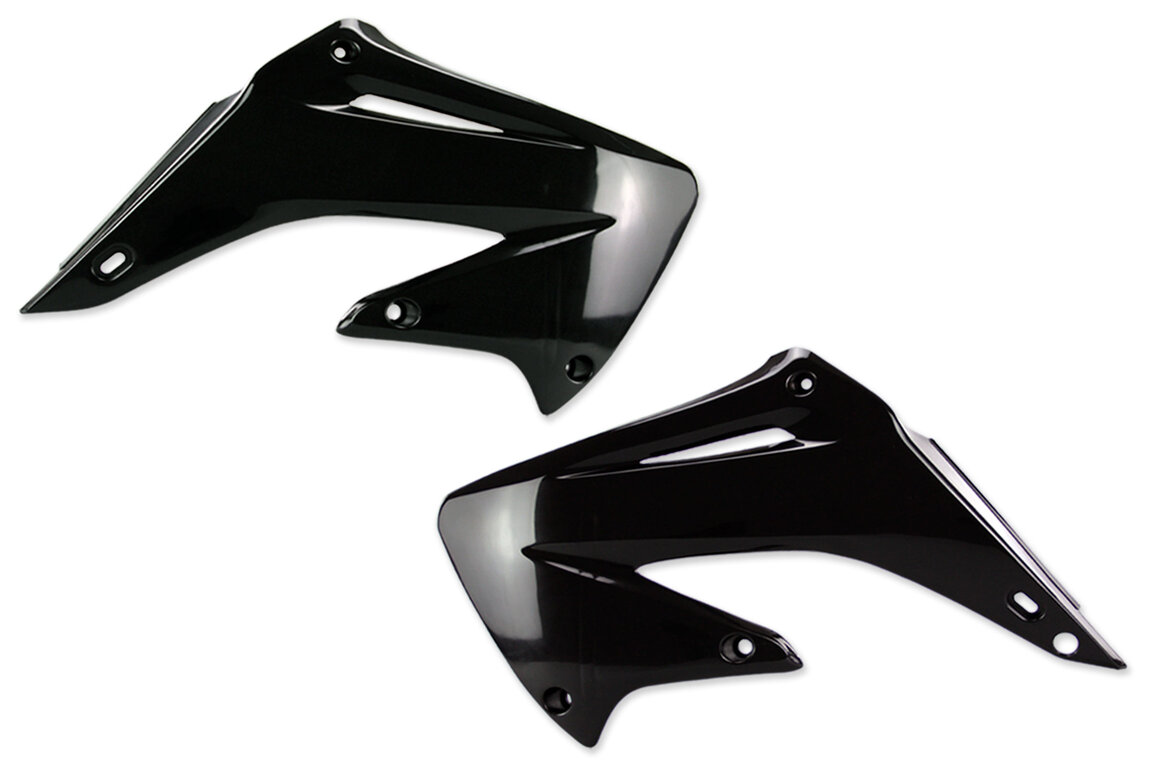 Polisport Black Radiator Shroud Set for Honda: CR125R (2002-2007), CR250R (2002-2007)