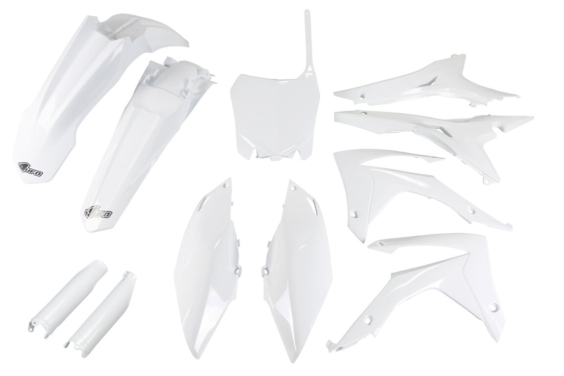 UFO White with Forks Plastic Kit for Honda: CRF250R (2014-2017), CRF450R (2013-2016)