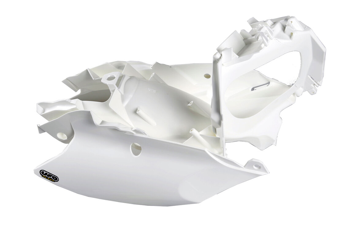 UFO White Airbox Side Panel Assembly for KTM: EXC125 (2012-2013), EXC200 (2012-2013), EXC250 (2012-2013), EXC250F (2012-2015), EXC300 (2012-2014), EXC350F (2012-2015), SX125 (2011-2015), SX150 (2011-2015), SX250 (2011-2016), SXF250 (2011-2015), SXF350 (2011-2015), SXF450 (2011-20...and more