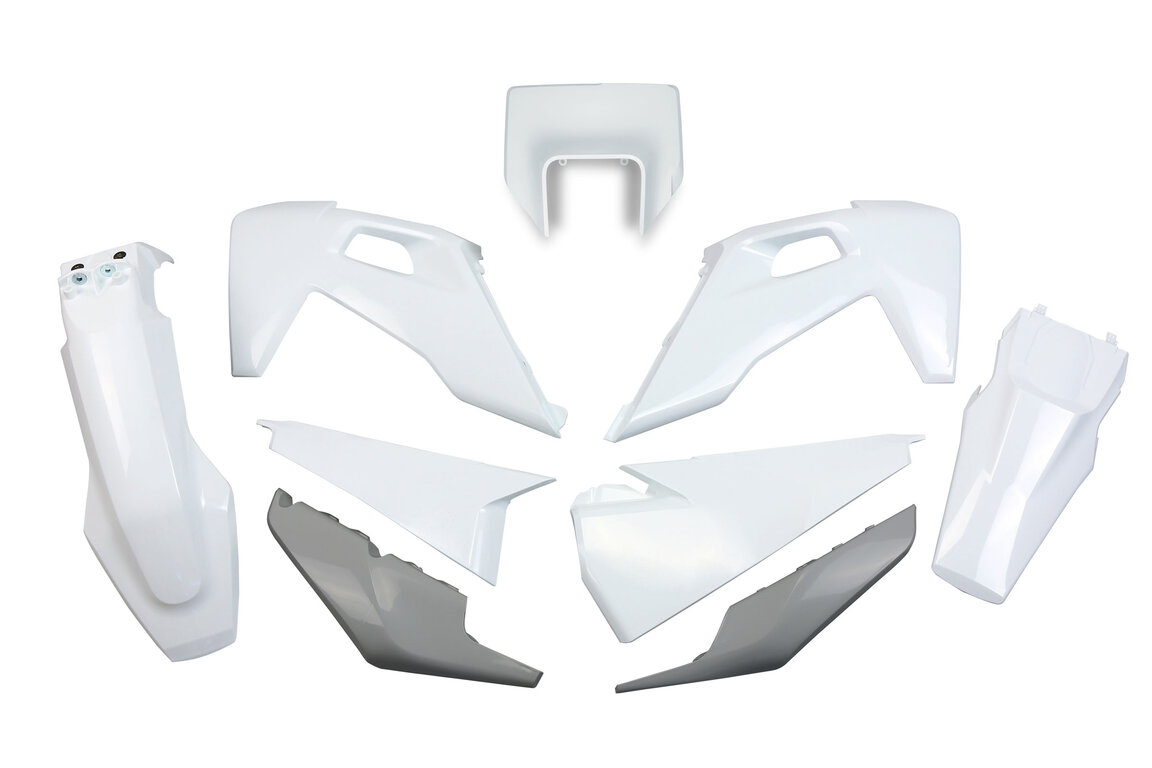 UFO OEM 20-21 Color Plastic Kit for Husqvarna: FE250 (2022-2023), FE350 (2020-2023), FE350s (2020, 2022-2023), FE450 (2020-2023), FE501 (2020-2023), FE501s (2020-2023), TE150 (2023), TE150i (2020-2022), TE250 (2023), TE250i (2020-2022), TE300 (2023), TE300i (2020-2022), TE30...and more