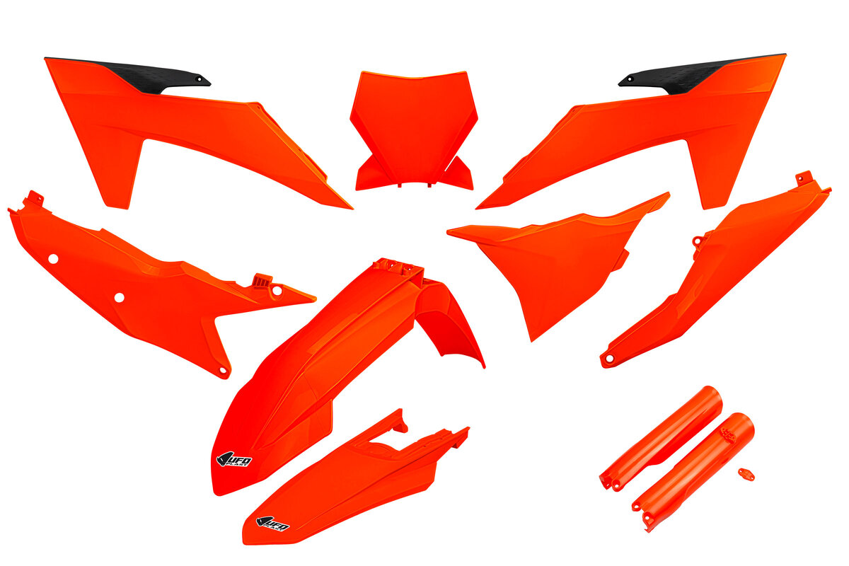 UFO Neon Orange Vented w/Forks Plastic Kit 22-24 KTM SXF, XC, XCF