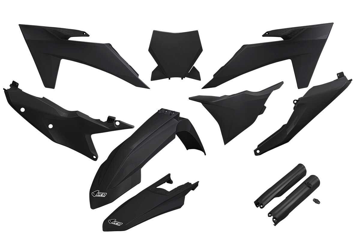 UFO Black w/Forks Plastic Kit 22-24 KTM SXF, XC, XCF