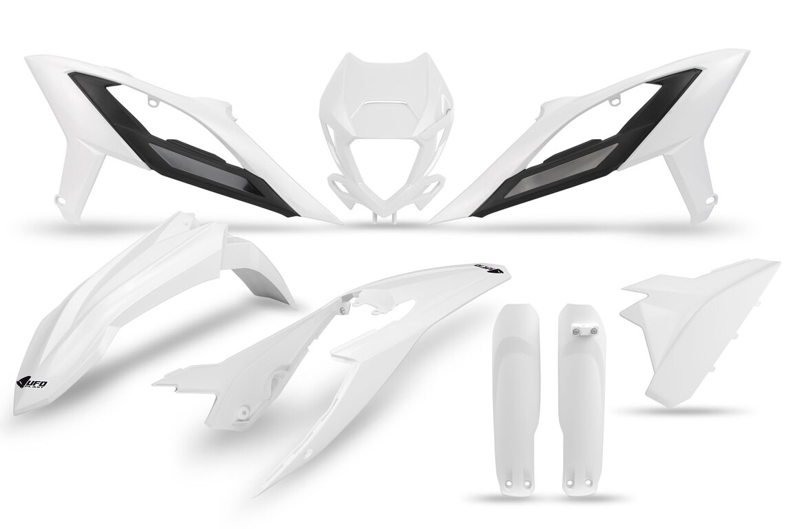 UFO White with Forks Plastic Kit for Beta: 125 RR (2023-2024), 125 RR Race Edition (2023-2024), 200 RR (2023-2024), 200 RR Race Edition (2023-2024), 250 RR (2023-2024), 250 RR Race Edition (2023-2024), 300 RR (2023-2024), 300 RR Race Edition (2023-2024), 350 RR (2023-2024), 3...and more