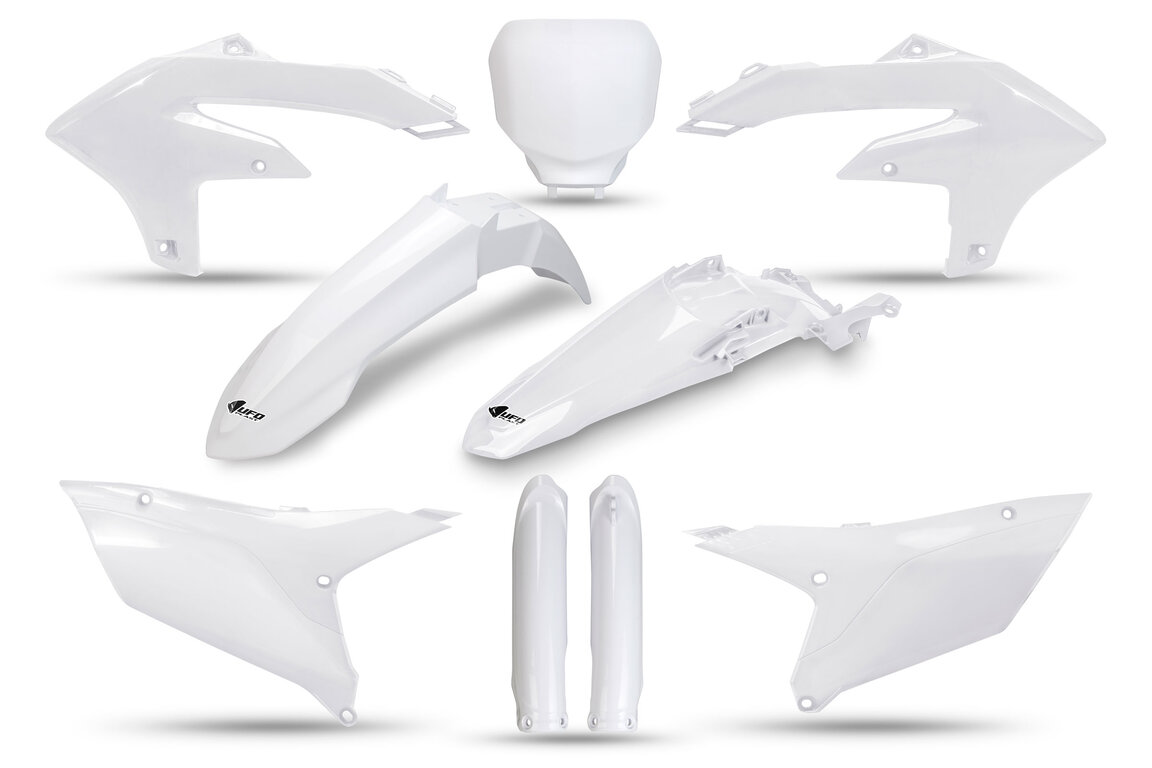 UFO White w/ Forks Plastic Kit for Yamaha: YZ250F (2024-2026), YZ250FX (2025-2026), YZ450F (2023-2025), YZ450FX (2024-2026)