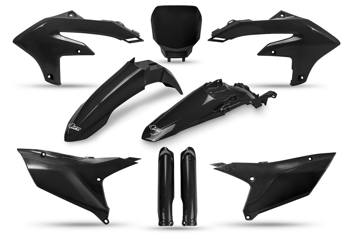UFO Black with Forks Plastic Kit for Yamaha: YZ250F (2024-2026), YZ250FX (2025-2027), YZ450F (2023-2025), YZ450FX (2024-2026)