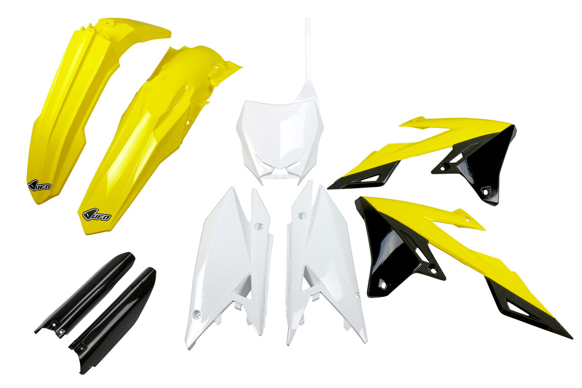 UFO OEM Color w/ Forks Plastic Kit for Suzuki: RMZ250 (2019-2026), RMZ450 (2018-2026)