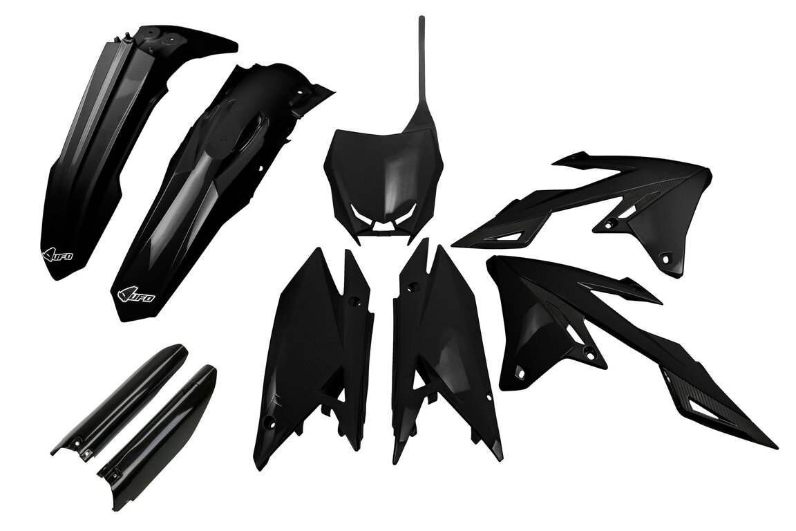 UFO Black with Forks Plastic Kit for Suzuki: RMZ250 (2019-2026), RMZ450 (2018-2026)
