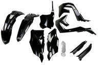 UFO Black w/ Forks Plastic Kit for Kawasaki: KX250F (2021-2024), KX250F 50th Anniversary Edition (2024), KX250X (2022-2024), KX250XC (2021), KX450F (2019-2023), KX450SR (2022-2023), KX450X (2022-2023), KX450XC (2021)