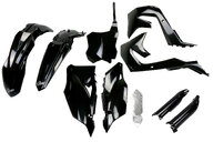 UFO Black with Forks Plastic Kit for Kawasaki: KX250F (2021-2024), KX250F 50th Anniversary Edition (2024), KX250X (2022-2024), KX250XC (2021), KX450F (2019-2023), KX450SR (2022-2023), KX450X (2022-2023), KX450XC (2021)