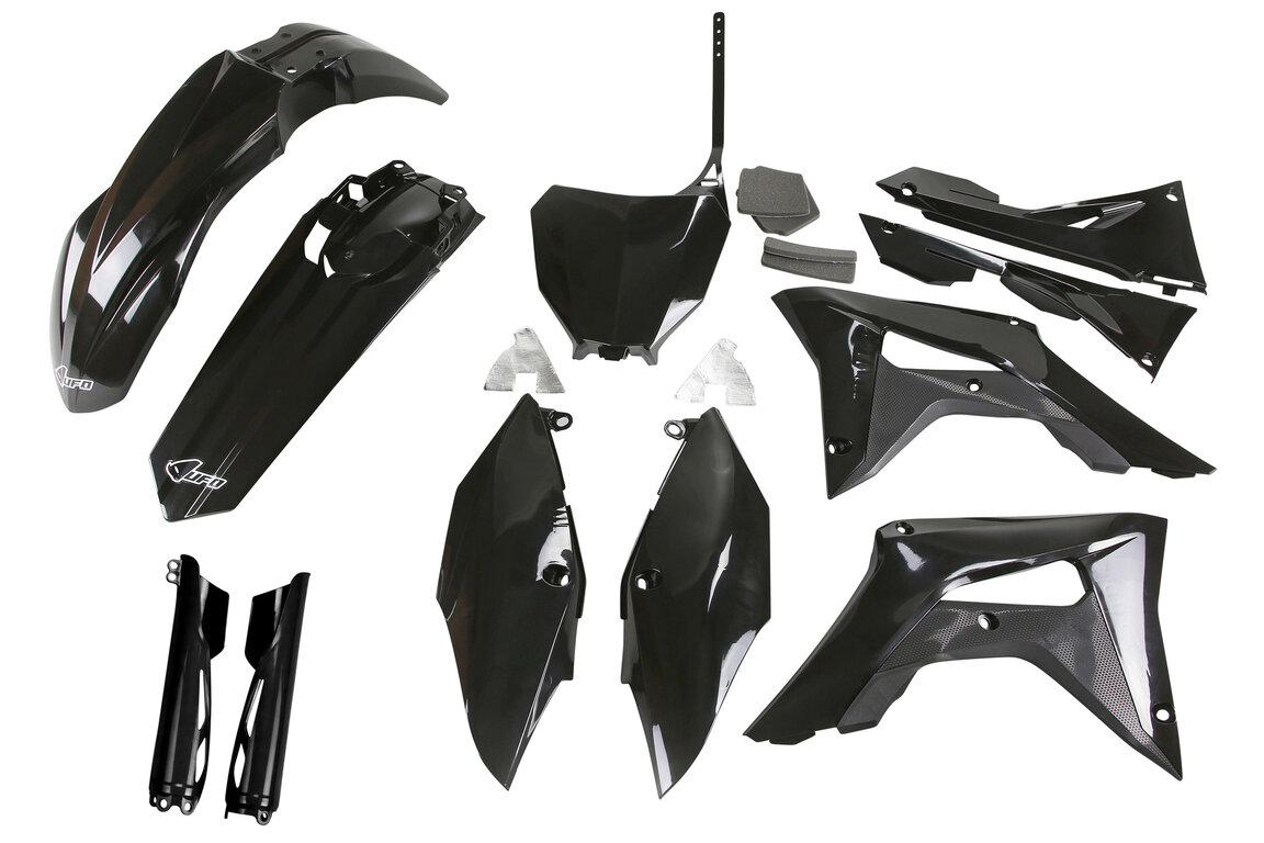 UFO Black w/ Forks Plastic Kit for Honda: CRF250R (2018-2021), CRF450R (2017-2020)