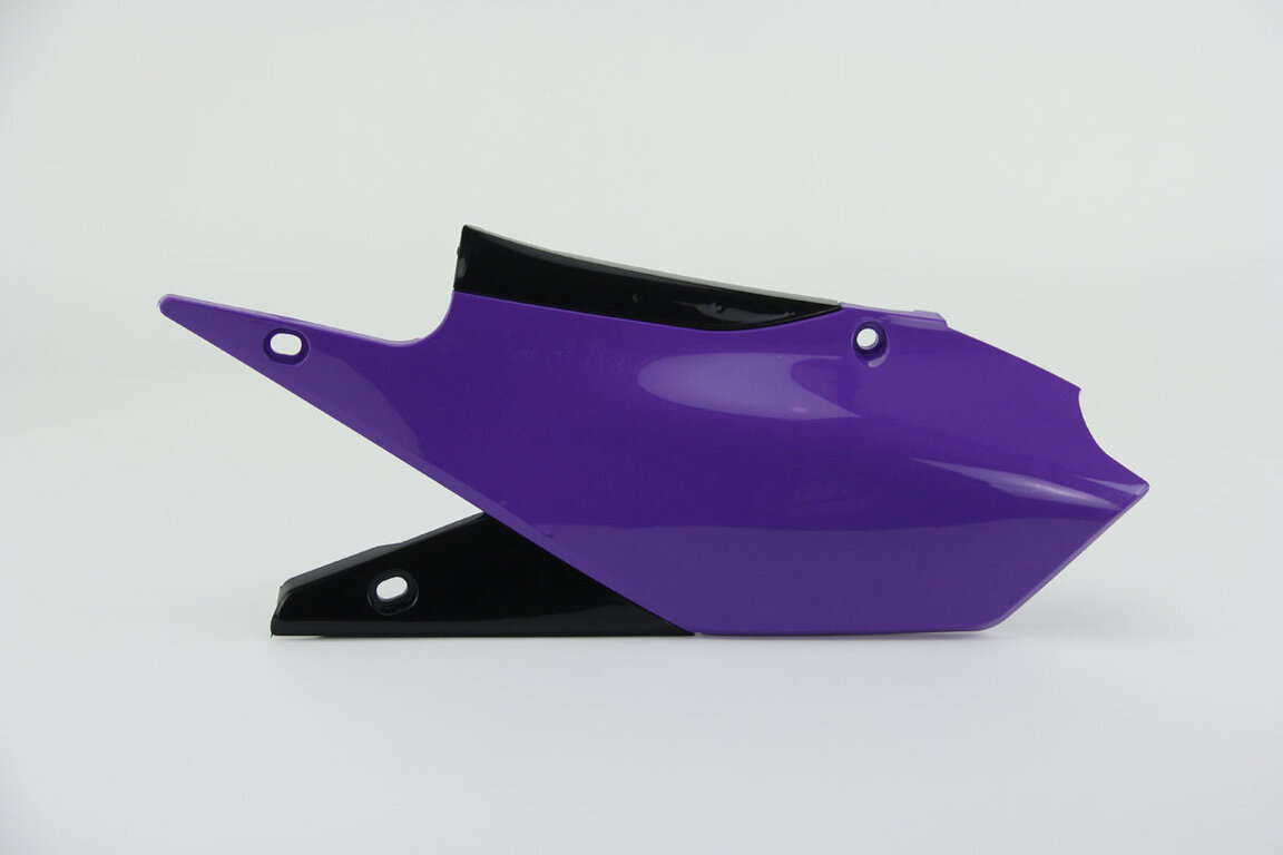 Left Side UFO Purple Side Number Plates replacement plastics for 18-24 Yamaha WRF, YZ250F, YZ250FX, YZ450F, YZ450FX dirt bikes.